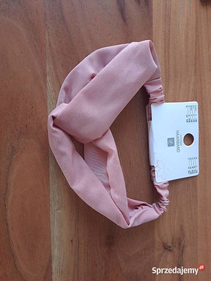 Materiałowa opaska na włosy różowa przeplatana Warszawa