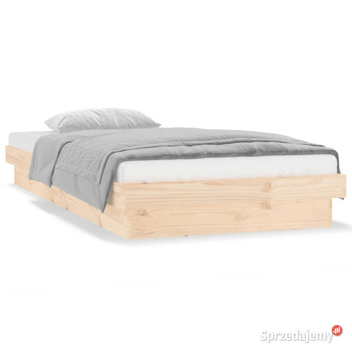 Rama łóżka z LED pojedyncza lite drewno 75x190 152cm Warszawa
