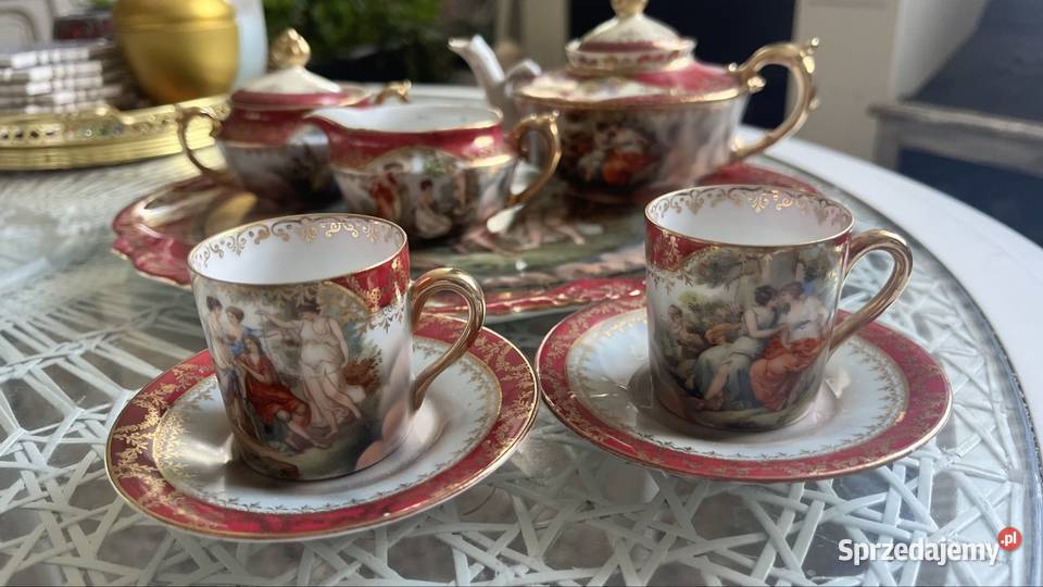 Maly zestaw do mokki dwojga Royal Vienna Porcelana i szkło lubuskie Zielona Góra