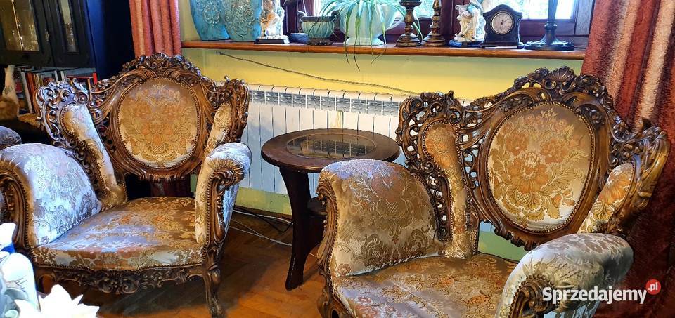 Wypoczynek Ludwik barok Przepiękny Sofa kanapa tkanina Turek