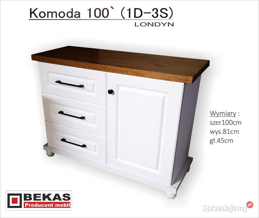 Prosta Komoda 160 Londyn Dąb Biały Każdy KOLOR