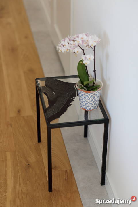 Stolik kawowy czarny dąb bezbarwny epoksyd Warszawa