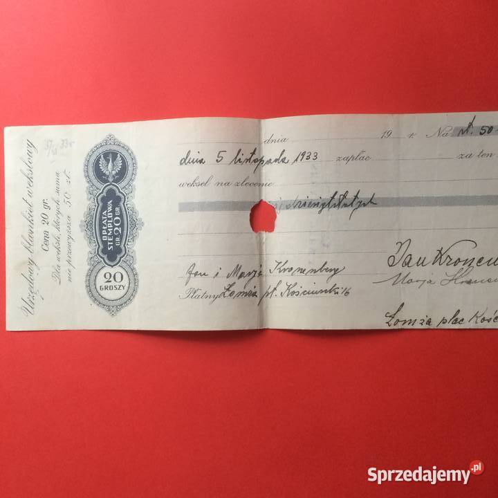 1513 Weksel Wystawiony W Krakowie 10 Szczecin sprzedam