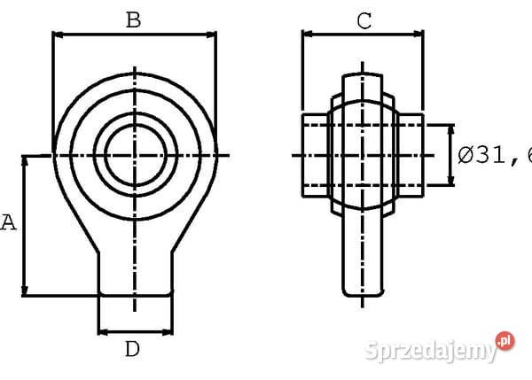 Końcówka siłownika G257 KR L40 mm KR25740U Do maszyn uprawowych