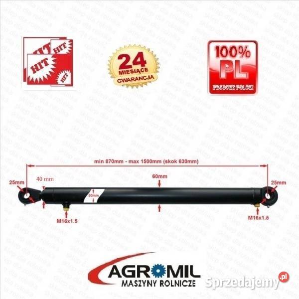 Cylinder hydrauliczny siłownik skok 630 tłok Części zamienne kujawsko-pomorskie Rogóźno