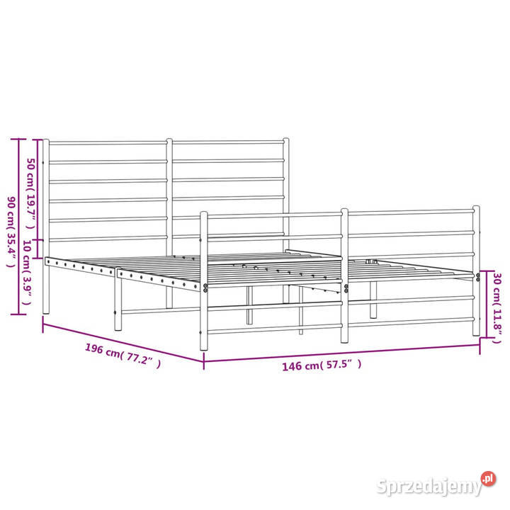 Łóżko Metalowe Czarne Rama Łóżka Ze Stelażem 90cm