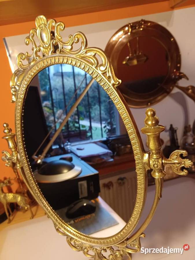 Piękne stare lustro toaletkowe Mosiądz Poznań