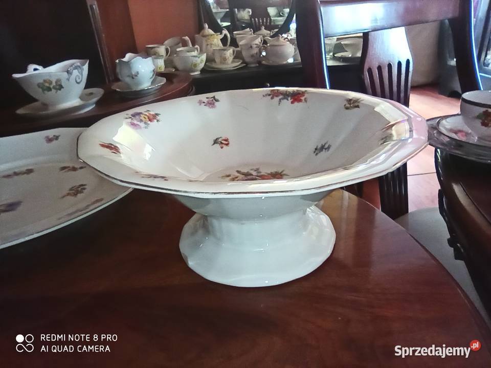 Patera na stopie Fraureuth Saxony Porcelana i szkło Gdańsk