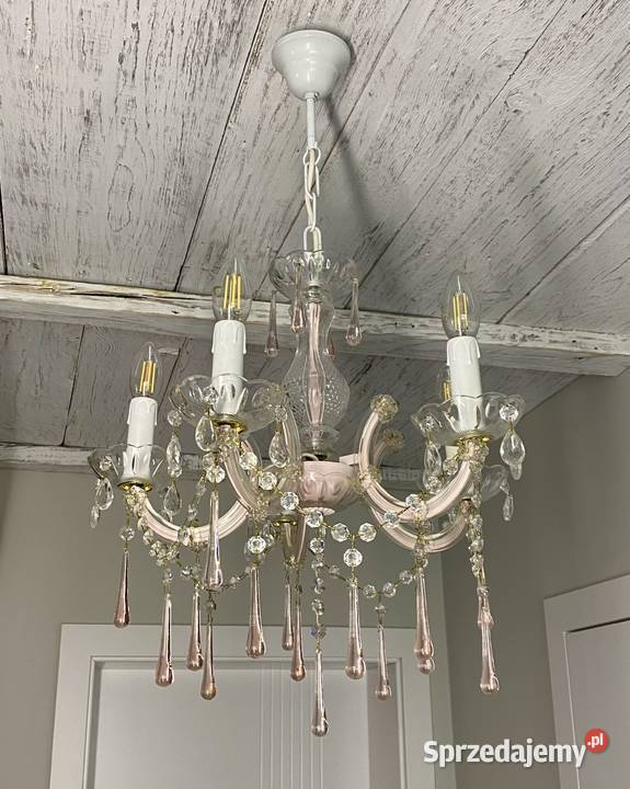 Francuski Żyrandol vintage 8 Lampa 5ram róż Poznań
