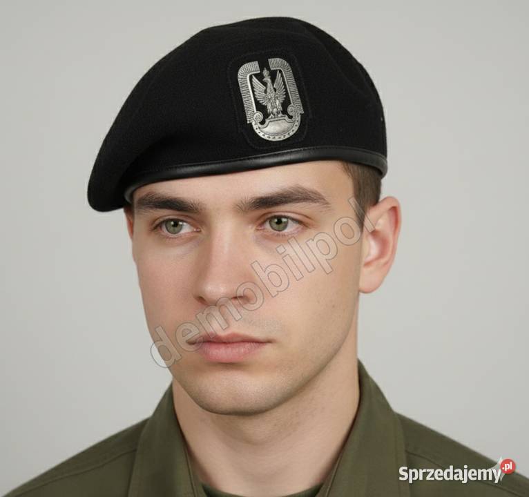 Beret wojskowy Wojska Polskiego czarny 55 małopolskie Kraków