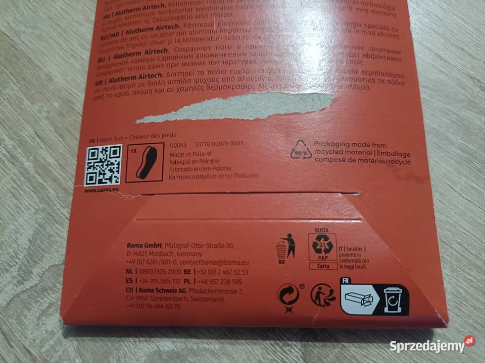 Ciepłe wełniane wkładki do butów Bama Alutherm 27.5cm pomorskie