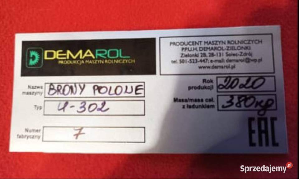 NOWE BRONY CIĘŻKIE TRAKTOROWE SKŁADANE DEMAROL Pozostałe Łużna