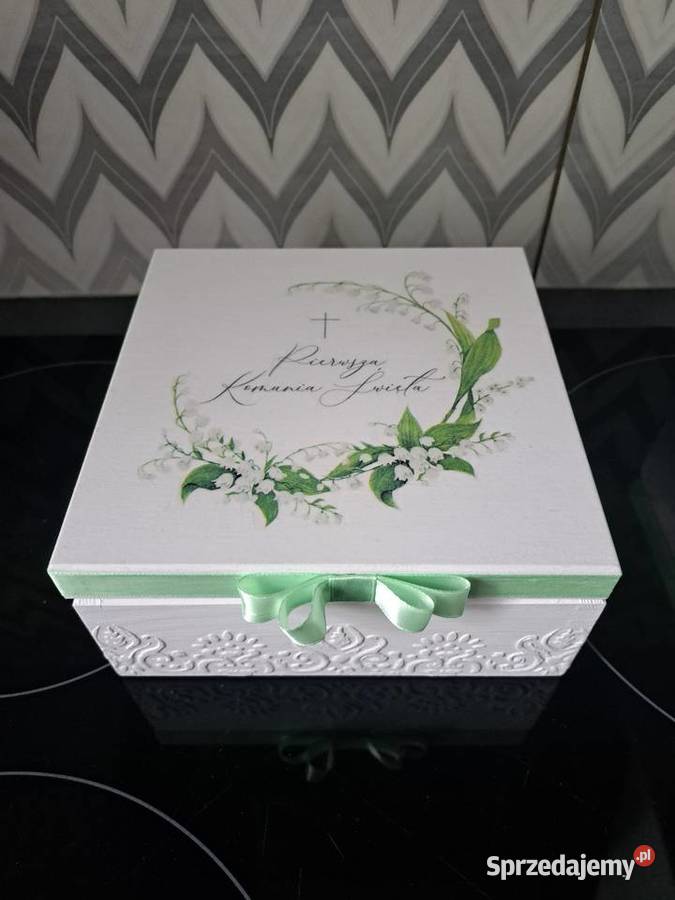 Pudełko komunijne konwalie z życzeniami handmade opolskie Kędzierzyn-Koźle sprzedam