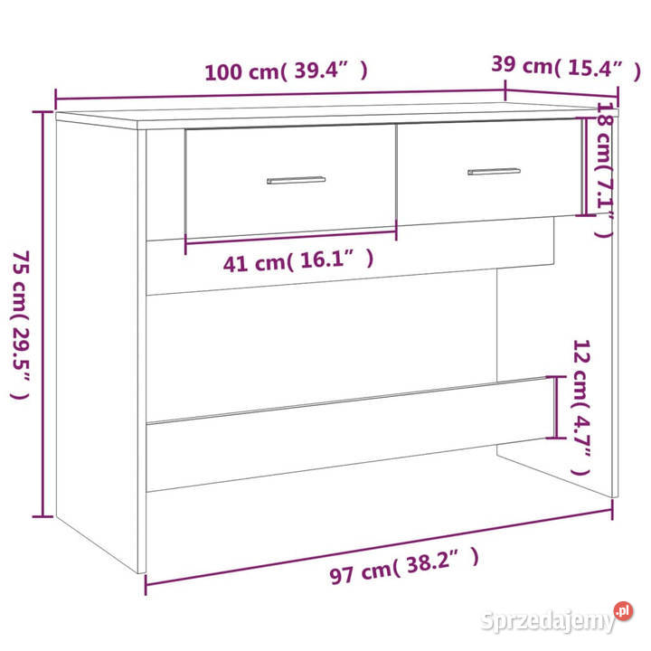 Stolik konsolowy brązowy dąb 100x39x75 WM816783 Warszawa