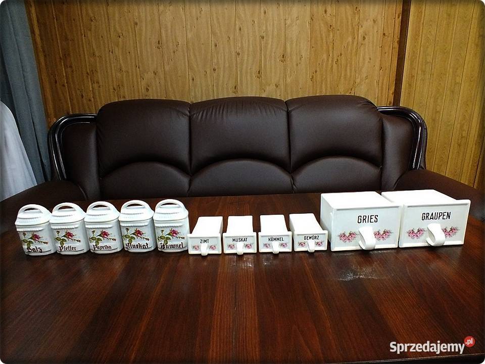 Zestaw Stare pojemniki kuchenne porcelana Porcelana i szkło lubuskie Żary