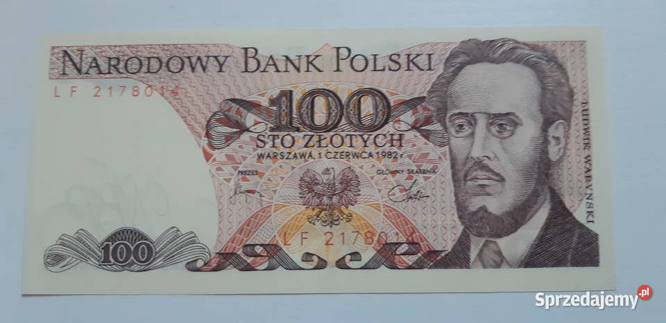 100 LF 1982 UNC Ludwik Waryński