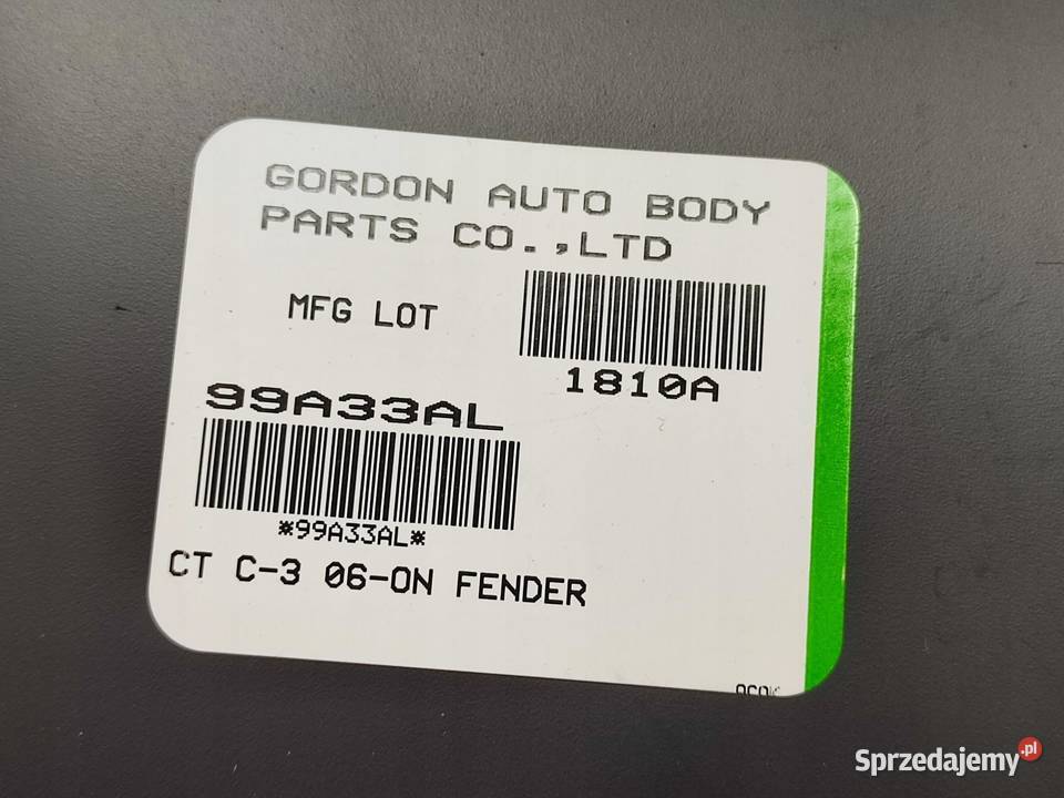 BŁOTNIK LEWY PRZÓD CITROEN C3 20022009 GORDON lubelskie sprzedam