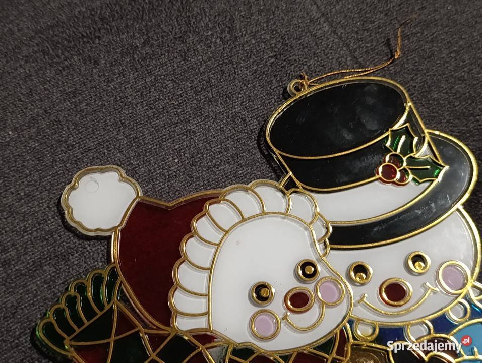 świąteczna ozdoba na okno dwa balwanki Boże Narodzenie wielkopolskie Poznań