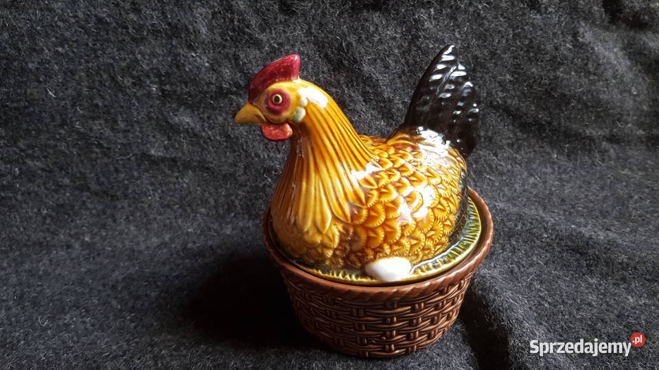 Duża ceramiczna kolorowa kura pudełko Myszków