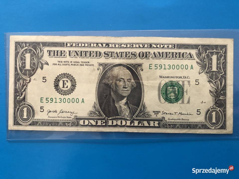 Banknot 1 dollar ciekawy numer blad w druku Szczecin