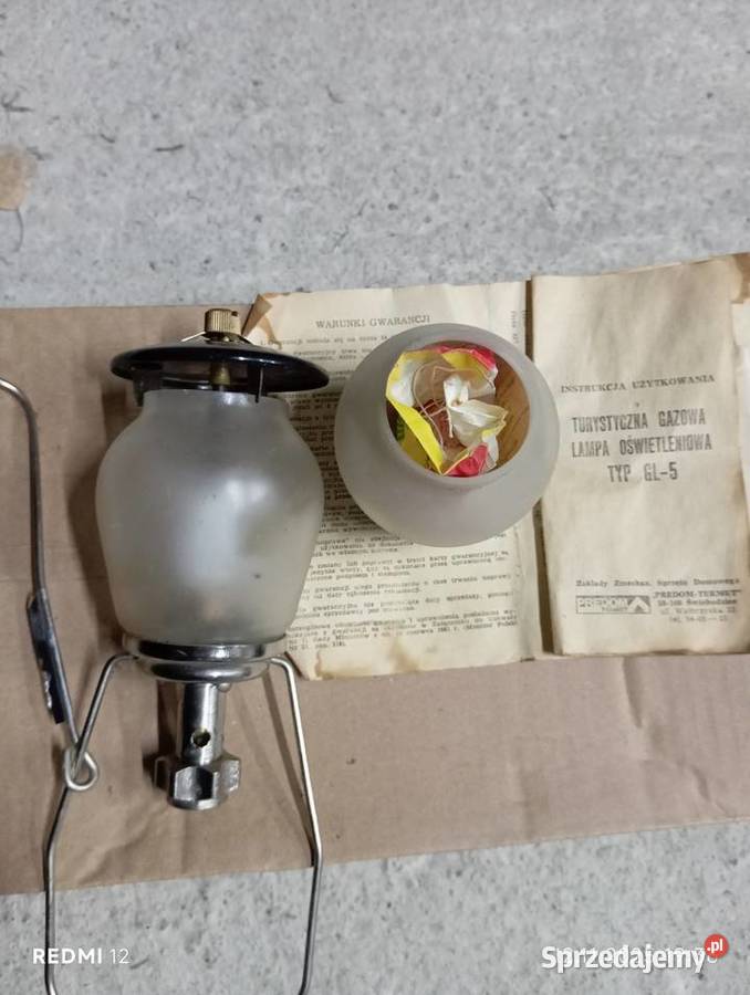 Lampa gazowa turystyczna na butlę plus klosz z łódzkie Łódź