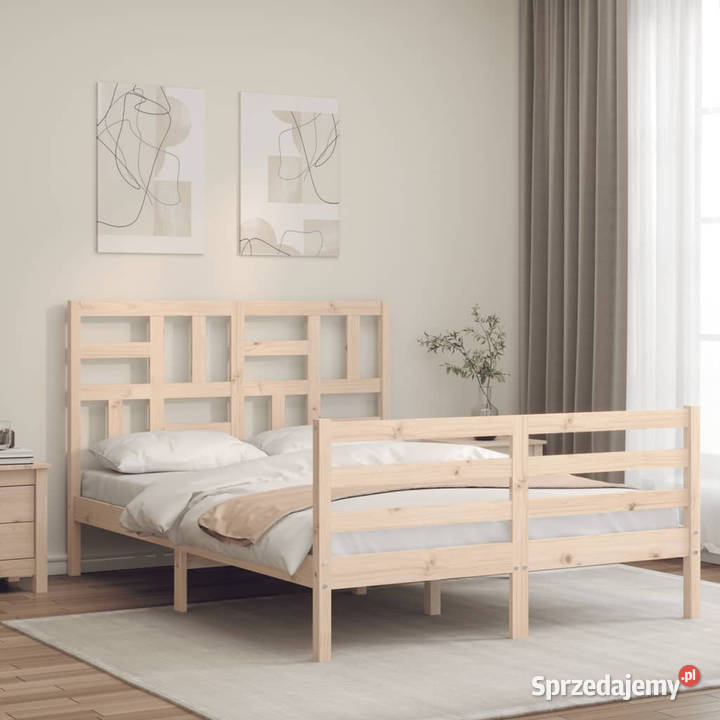 Rama łóżka z wezgłowiem lite drewno WM3194871 Warszawa sprzedam