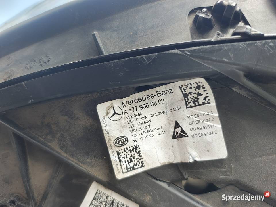 MercedesBenz A W177 Lampa przednia A1779060603 osobowe Góra