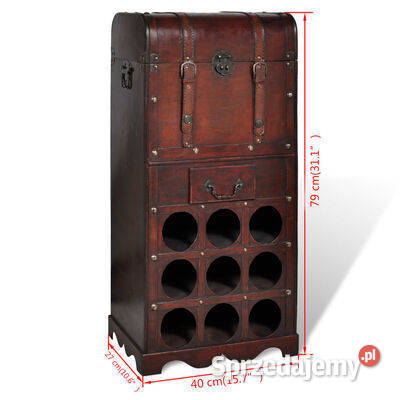 vidaXL Drewniany stojak na 9 butelek z kufrem i sprzedam