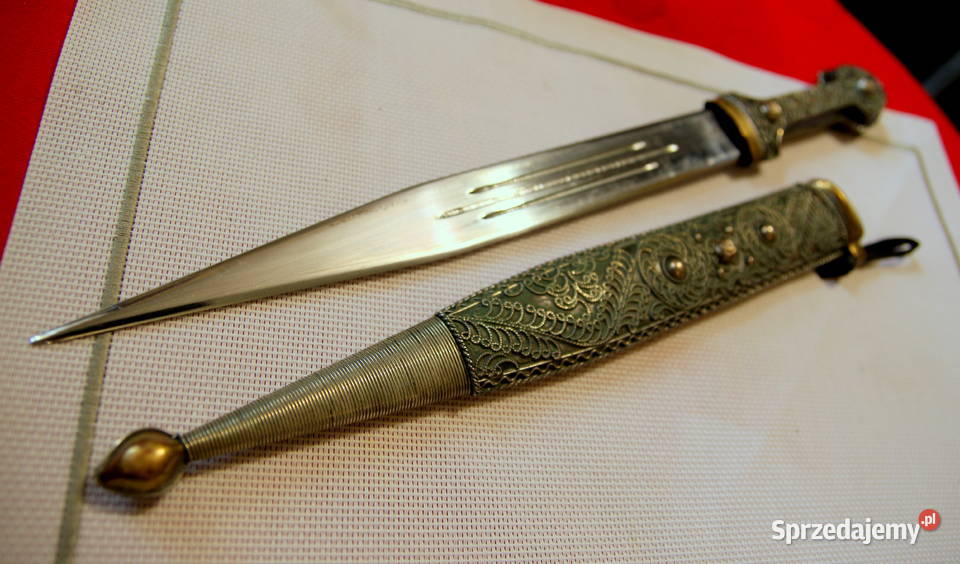 Oryginalny kindżał kamakaukaski ostry sztylet XX podlaskie Sokółka