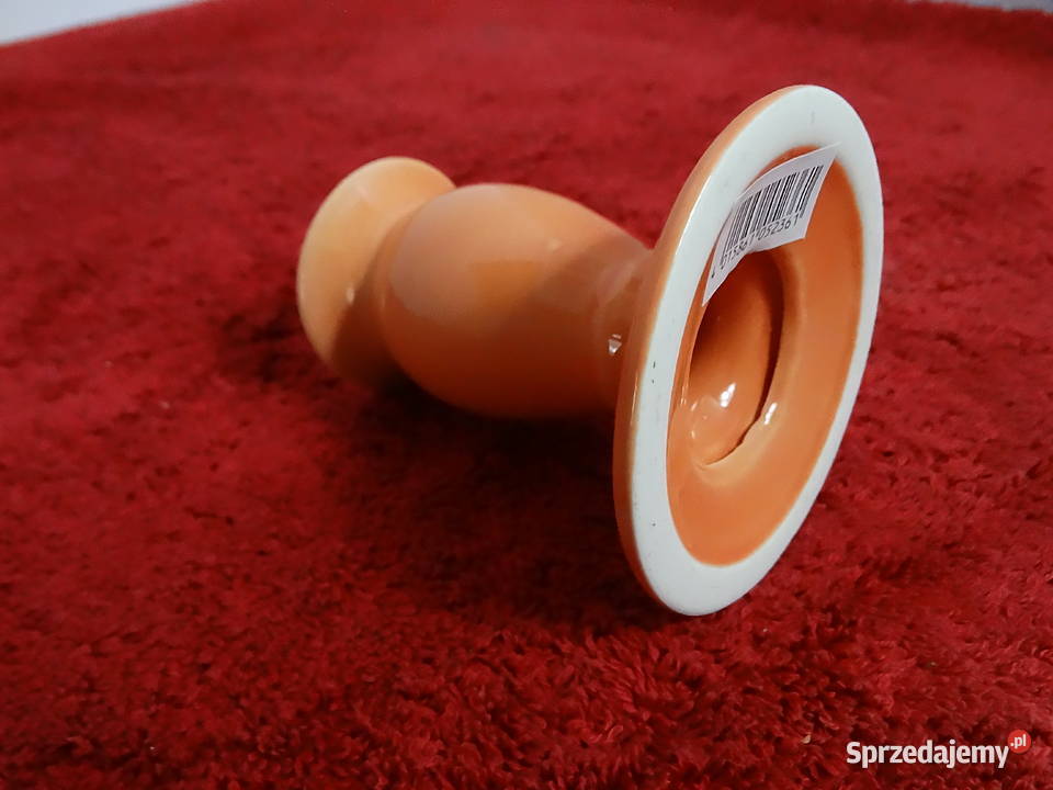 Stylowy ceramiczny świecznik soczysty pomarańcz Biłgoraj