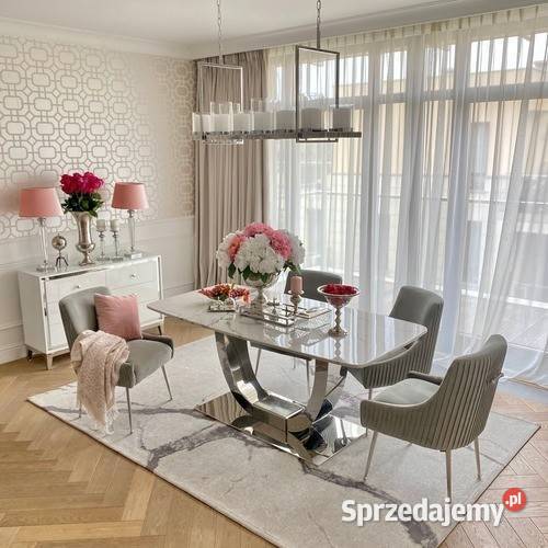 Ekskluzywny stół srebrny z marmurowym blatem do Warszawa