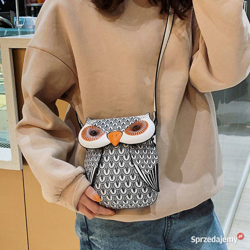Torebka damska skórzana na ramie biała sowa Zawiercie