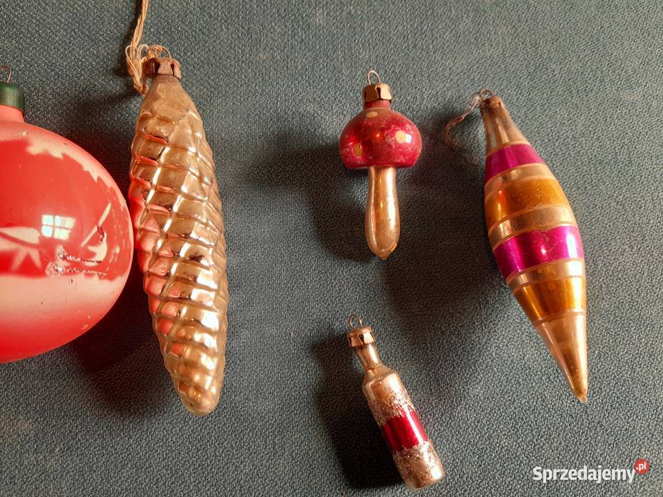 Stare bombki choinkowe 5 sztuk grzybek szyszka