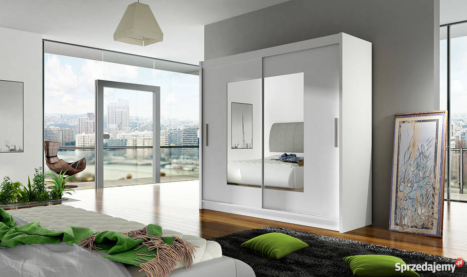 DUŻA POJEMNA SZAFA BIAŁA LUSTRO WYBÓR KOLORÓW Meble Szczecin