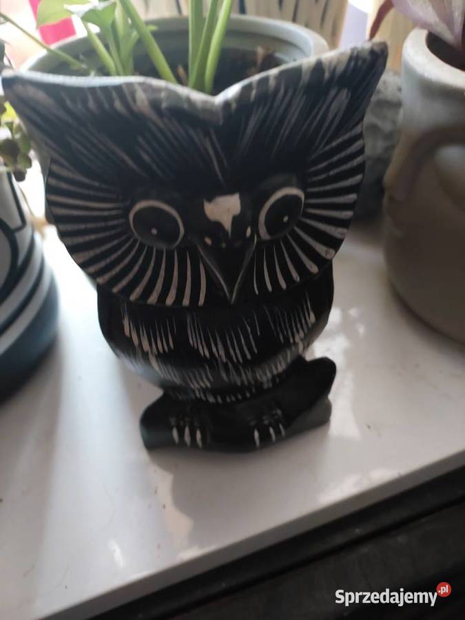 Sowa duża rzeźba drewno i mała Wrocław sprzedam