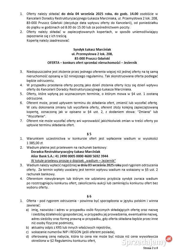 Syndyk sprzeda udział 18 nieruchomości Jeziernik Ostaszewo