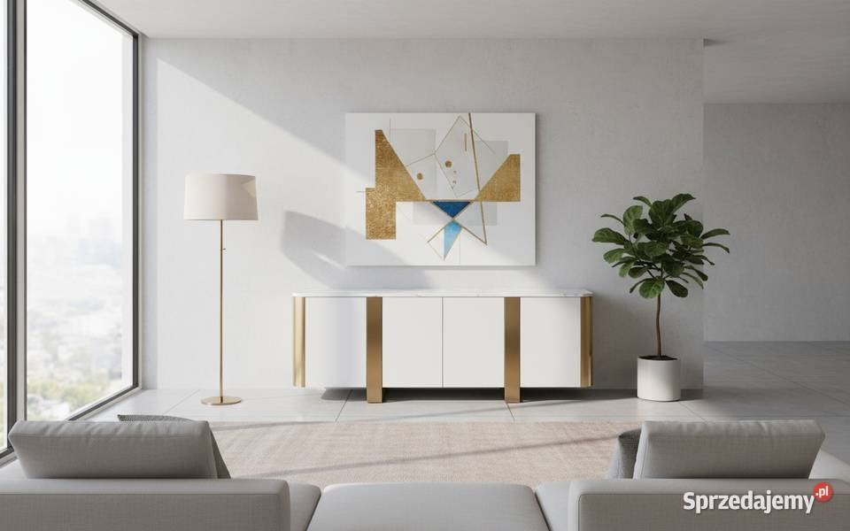 Szafka RTV złota Ola Glamour Premium z blatem Golkowice