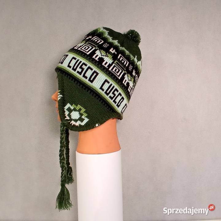 Ciepła Czapka Wełna Alpaki Polar z Peru Handmade Kudowa-Zdrój