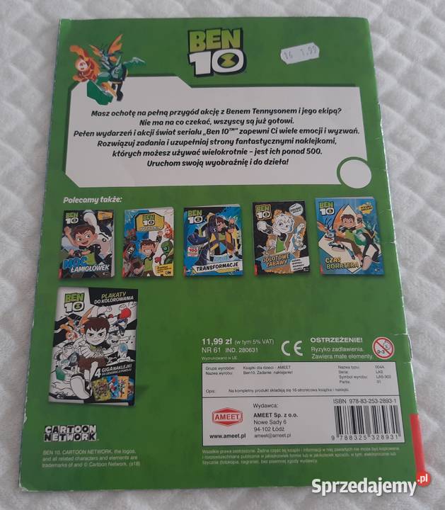 Ben10 Zadanie naklejanie Ameet Książeczki dzieci