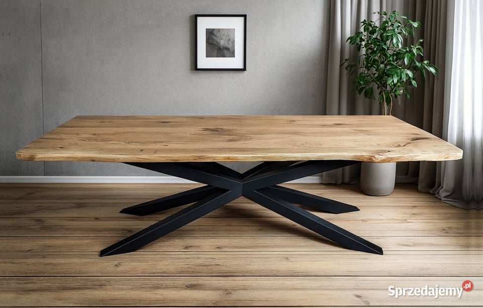 Stół Pająk Dębowy LOFT 100 Lite Drewno DĄB 160cm Katowice