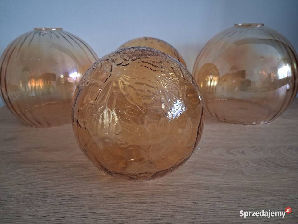 4 klosze szklane bursztynowe Abażury i klosze