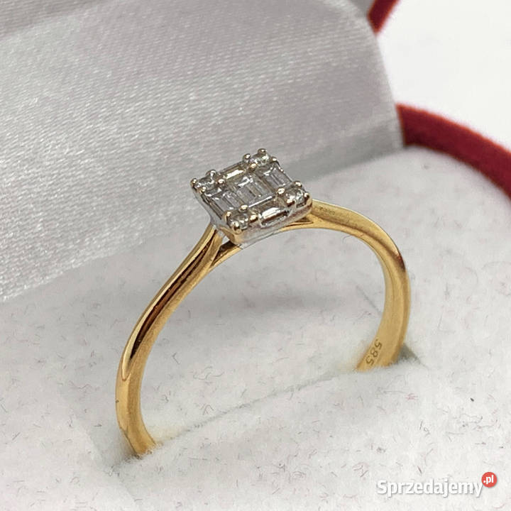 Złoty PIERŚCIONEK damski 14K cudowne DIAMENTY