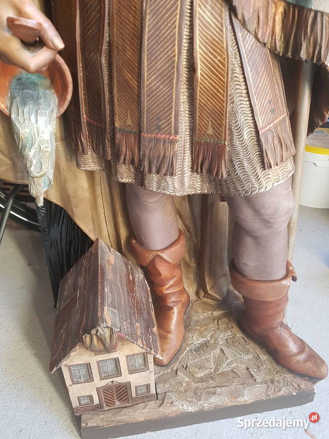Rzeźba figura Św Florian drewno polichromia XIX Orneta sprzedam