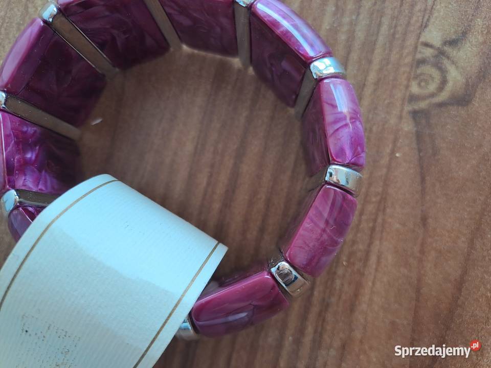 PRL Bransoletka szeroka na żyłce fioletowa Warszawa