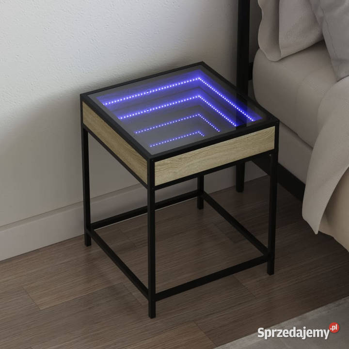 Stolik nocny z LED Infinity dąb sonoma 40x40x51 Warszawa