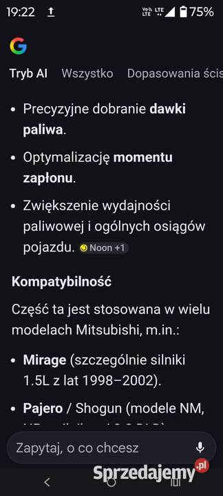 czujnik MAP SENSOR Mitsubishi MD343375 E1T16475 osobowe Części samochodowe Wołomin