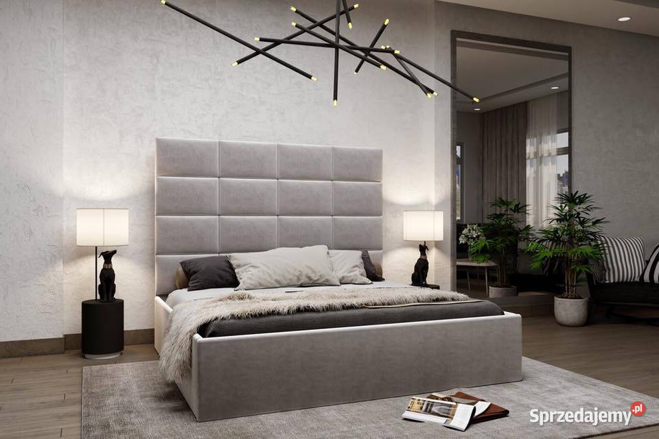 Łóżko 160x200cm tapicerowane Wezgłowie z panelami NIKO