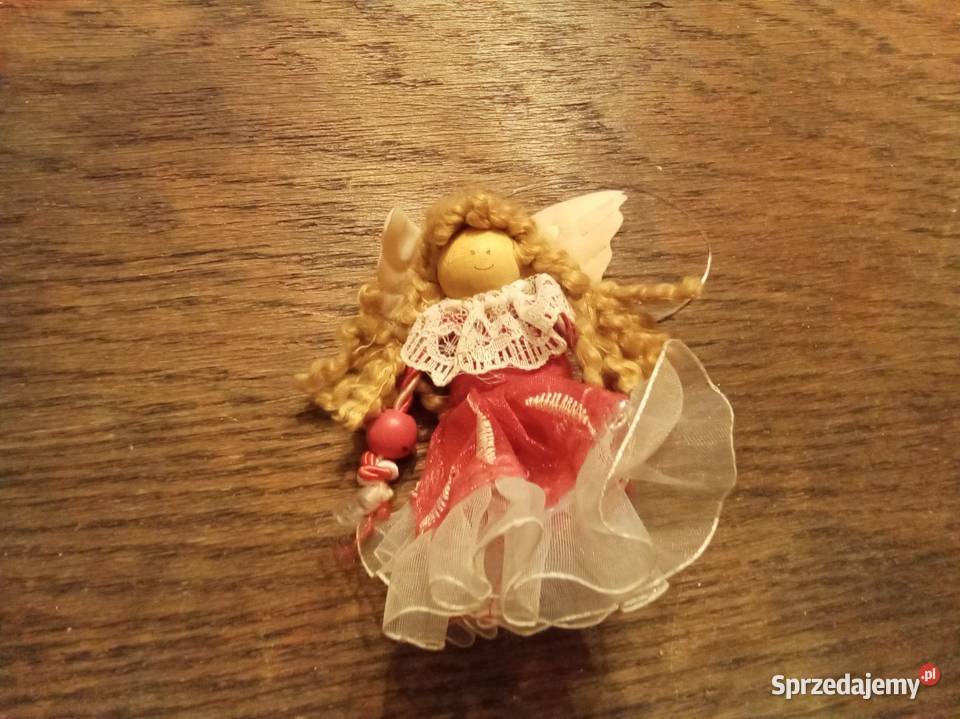 Aniołek na choinkę z drewnianą główką Boże Narodzenie mazowieckie Warszawa