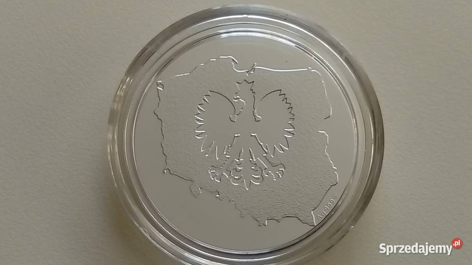 Srebrny numizmat 1055 rocznica chrztu Polski Mosina
