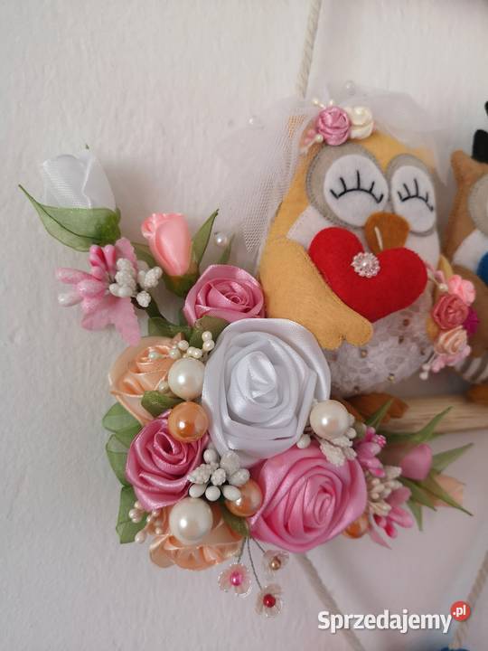 Sówki Para Młoda Handmade Dekoracja ślubna Rękodzieło Otrębusy